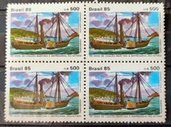C 1487 Selo 150 Anos Ligacao Maritima Rio Niteroi Navio Especuladora 1985 Quadra