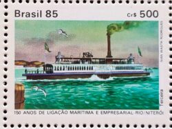 C 1489 Selo 150 Anos Ligacao Maritima Rio Niteroi Navio Terceira 1985