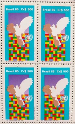 C 1492 Selo 40 Anos Organizacao das Nacoes Unidas ONU Pomba Ave Passaro 1985 Quadra