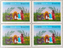 C 1494 Selo Natal Religiao Arte Pintura 1985 Quadra Serie Completa