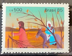 C 1495 Selo Natal Religiao Arte Pintura Fuga 1985