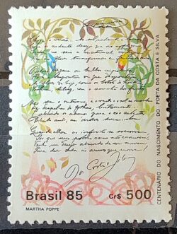 C 1505 Selo 100 Anos Poeta Costa e Silva Literatura 1985