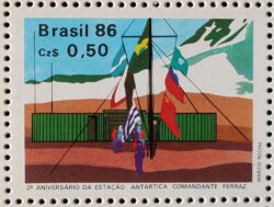 C 1508 Selo Estacao Antartica Comandante Ferraz Bandeira 1986