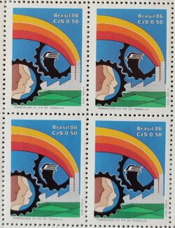 C 1509 Selo Dia do Trabalho Economia 1986 Quadra