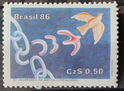 C 1511 Selo 25 Anos da Anistia Internacional Direito 1986 1