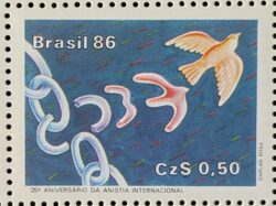 C 1511 Selo 25 Anos da Anistia Internacional Direito 1986