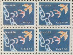 C 1511 Selo 25 Anos da Anistia Internacional Direito 1986 Quadra