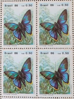 C 1512 Selo Fauna Borboleta 1986 Quadra Serie Completa