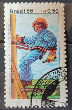 C 1516 Selo Prevencao de Acidentes de Trabalho Saude Seguranca 1986 Circulado 1