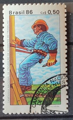 C 1516 Selo Prevencao de Acidentes de Trabalho Saude Seguranca 1986 Circulado 2