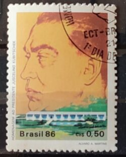 C 1518 Selo Presidente Juscelino Kubitschek Brasilia 1986 Circulado 1