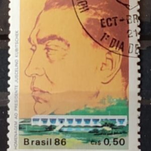 C 1518 Selo Presidente Juscelino Kubitschek Brasilia 1986 Circulado 1