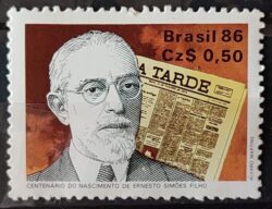 C 1526 Selo 100 Anos Ernesto Simoes Filho Jornalismo Politico 1986