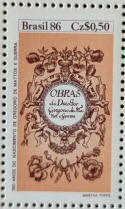 C 1527 Selo Dia do Livro Literatura Gregorio de Mattos Guerra 1986