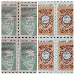 C 1527 Selo Dia do Livro Literatura Gregorio de Mattos Guerra Manoel Bandeira 1986 Quadra Serie Completa