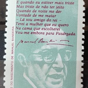 C 1528 Selo Dia do Livro Literatura Manuel Bandeira 1986
