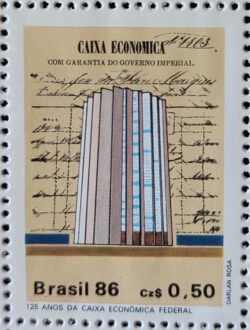 C 1529 Selo 125 Anos Banco Caixa Economica Federal Economia 1986 1