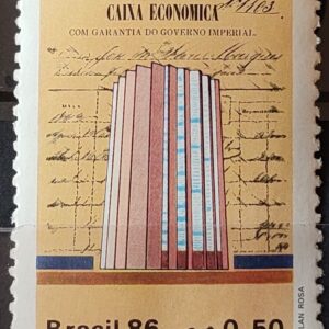 C 1529 Selo 125 Anos Banco Caixa Economica Federal Economia 1986