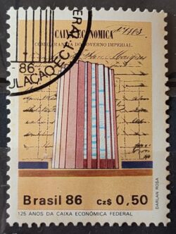 C 1529 Selo 125 Anos Banco Caixa Economica Federal Economia 1986 Circulado 1