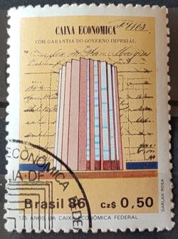 C 1529 Selo 125 Anos Banco Caixa Economica Federal Economia 1986 Circulado 2