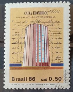 C 1529 Selo 125 Anos Banco Caixa Economica Federal Economia 1986 Circulado 3