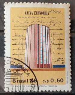 C 1529 Selo 125 Anos Banco Caixa Economica Federal Economia 1986 Circulado 4