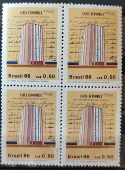 C 1529 Selo 125 Anos Banco Caixa Economica Federal Economia 1986 Quadra