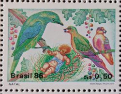 C 1530 Selo Natal Religiao Ave Passaro 1986