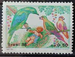 C 1530 Selo Natal Religiao Ave Passaro 1986 MH