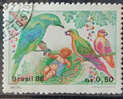 C 1530 Selo Natal Religiao Ave Passaro 1986 Circulado 1