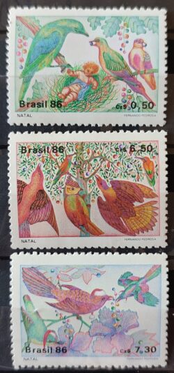 C 1530 Selo Natal Religiao Ave Passaro 1986 Serie Completa