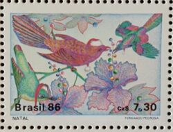 C 1532 Selo Natal Religiao Aves Passaro 1986