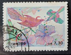 C 1532 Selo Natal Religiao Ave Passaro 1986 Circulado 3