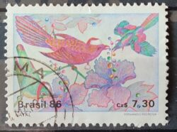 C 1532 Selo Natal Religiao Ave Passaro 1986 Circulado 5