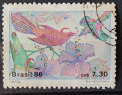 C 1532 Selo Natal Religiao Ave Passaro 1986 Circulado 6