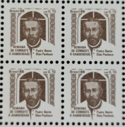 C 1538 Selo Combate Contra Mal de Hansen Hanseniase Saude Padre Bento Religiao 1986 Quadra