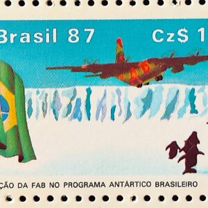 C 1544 Selo Forca Aerea Brasileira Antartida Aviao Bandeira Ave Pinguim 1987