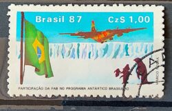 C 1544 Selo Forca Aerea Brasileira Antartida Aviao Bandeira Ave Pinguim 1987 Circulado 2