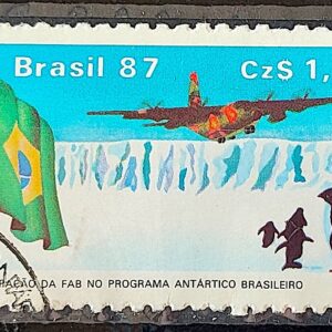 C 1544 Selo Forca Aerea Brasileira Antartida Aviao Bandeira Ave Pinguim 1987 Circulado 3