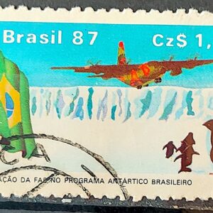 C 1544 Selo Forca Aerea Brasileira Antartida Aviao Bandeira Ave Pinguim 1987 Circulado 4