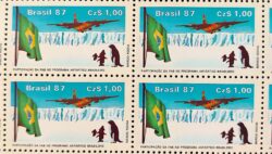 C 1544 Selo Forca Aerea Brasileira Antartida Aviao Bandeira Ave Pinguim 1987 Quadra