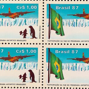 C 1544 Selo Forca Aerea Brasileira Antartida Aviao Bandeira Ave Pinguim 1987 Quadra
