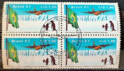 C 1544 Selo Forca Aerea Brasileira Antartida Aviao Bandeira Ave Pinguim 1987 Quadra CBC RJ 1