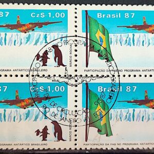 C 1544 Selo Forca Aerea Brasileira Antartida Aviao Bandeira Ave Pinguim 1987 Quadra CBC RJ 1