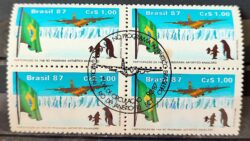 C 1544 Selo Forca Aerea Brasileira Antartida Aviao Bandeira Ave Pinguim 1987 Quadra CBC RJ Nao Mint