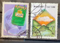 C 1545 Selo Servico Postal Malote Carta 1987 Serie Completa Circulado 2
