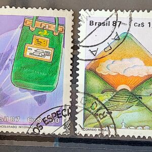 C 1545 Selo Servico Postal Malote Carta 1987 Serie Completa Circulado 2