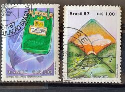 C 1545 Selo Servico Postal Malote Carta 1987 Serie Completa Circulado 3