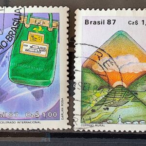 C 1545 Selo Servico Postal Malote Carta 1987 Serie Completa Circulado 3