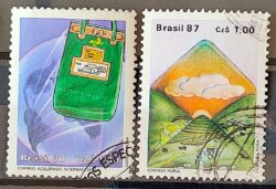C 1545 Selo Servico Postal Malote Carta 1987 Serie Completa Circulado 4